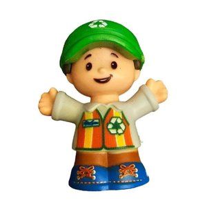 Fisher Price Little People Trash Man Recycle Boy Figure 2016 Mattel Kids Toy